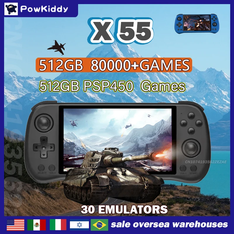 Retro Gaming Mobile - 80000 игр 512G POWKIDDY X55 5,5-дюймовый