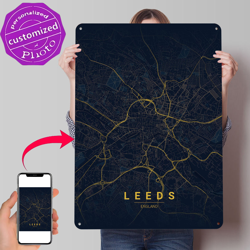 Retro Gaming Leeds - Карта Лидса, Англия, 3D-печать, текстурный постер,