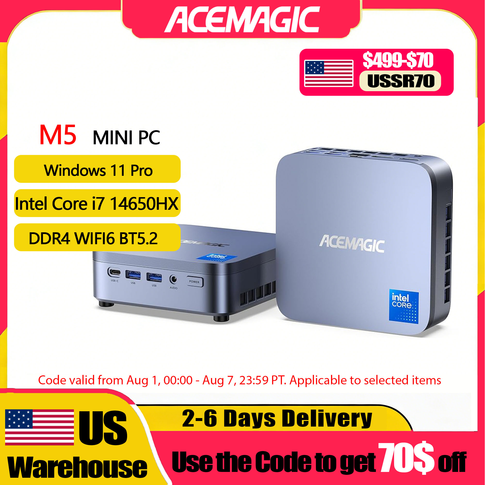 Retro Gaming Mini Pc - Мини-ПК ACEMAGIC M5 с Windows 11